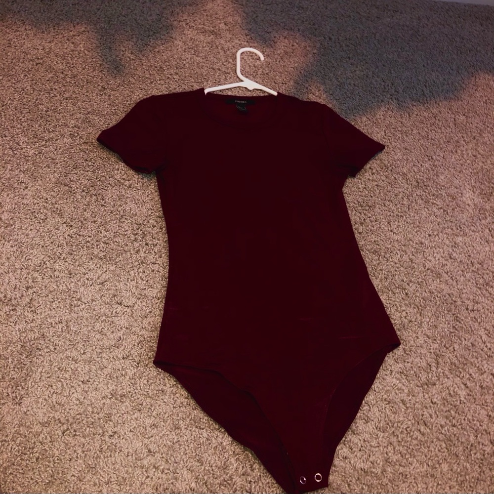 Forever 21 burgundy bodysuit.
